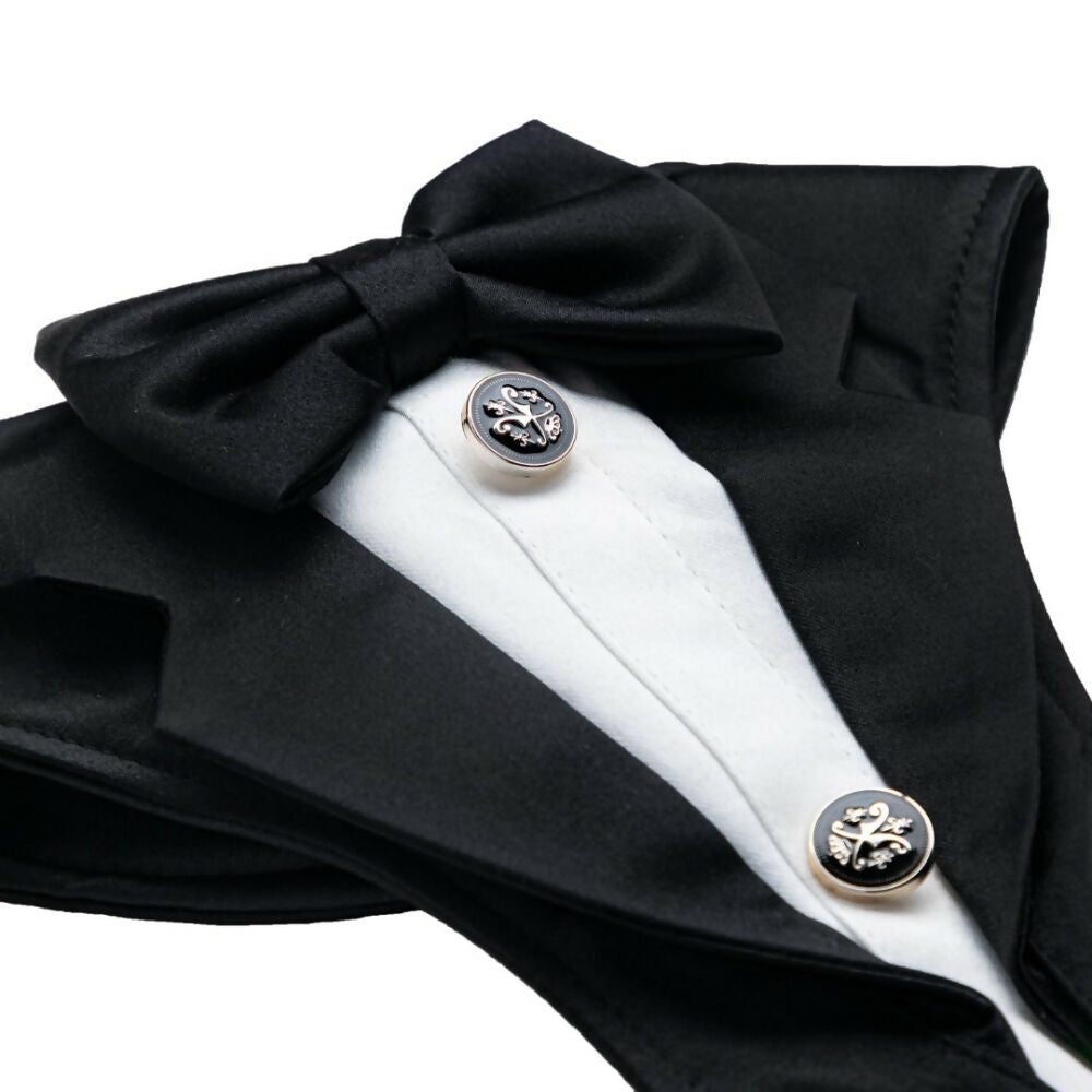 Image 2 of Waggety Tuxedo Dog Harness - Stylish Black & White Design, Adjustable Fit, Durable Fabric, Elegant Pet Harness for Dogs