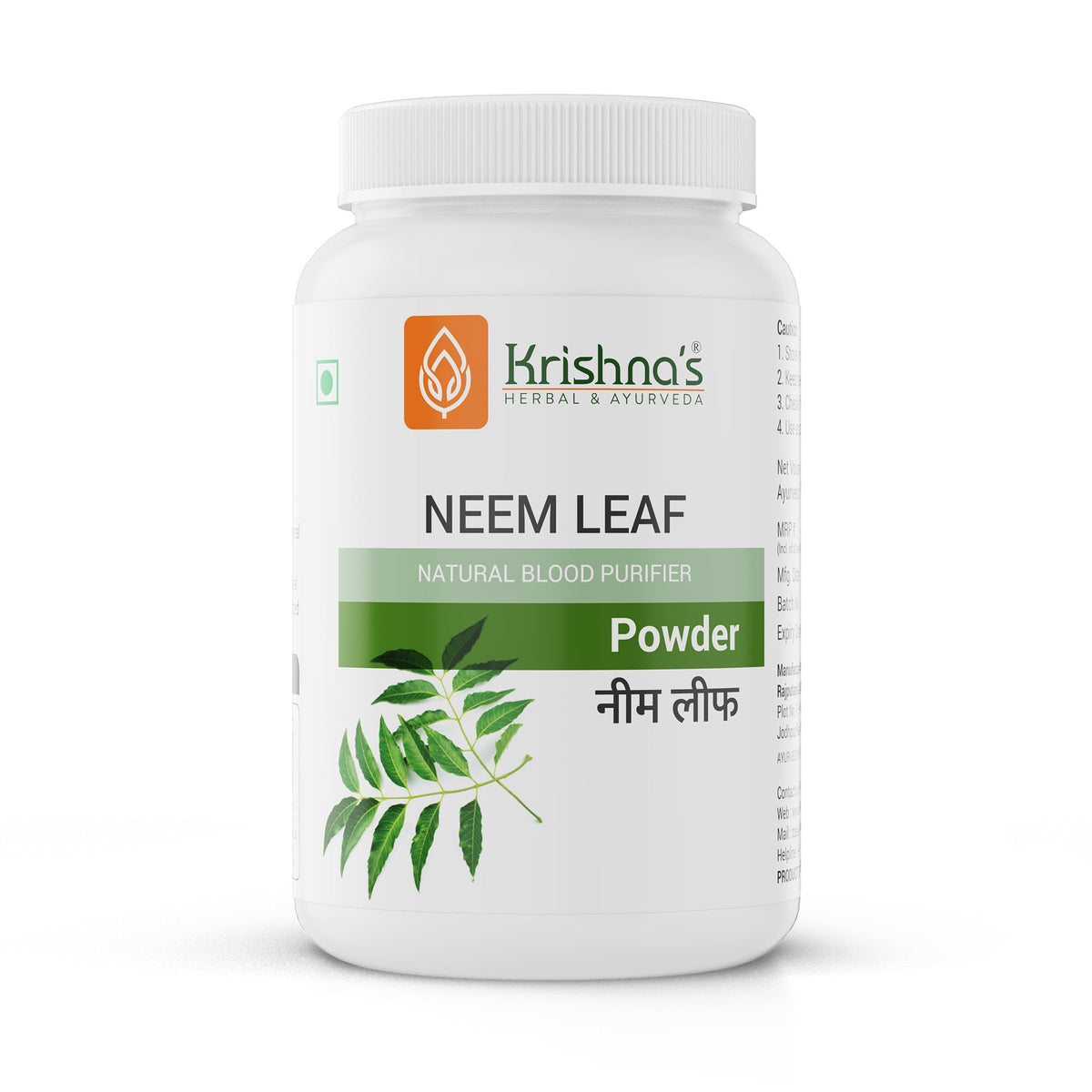 Image 1 of 100 gm for the product Krishna'S Herbal & Ayurveda Neem Leaf Powder