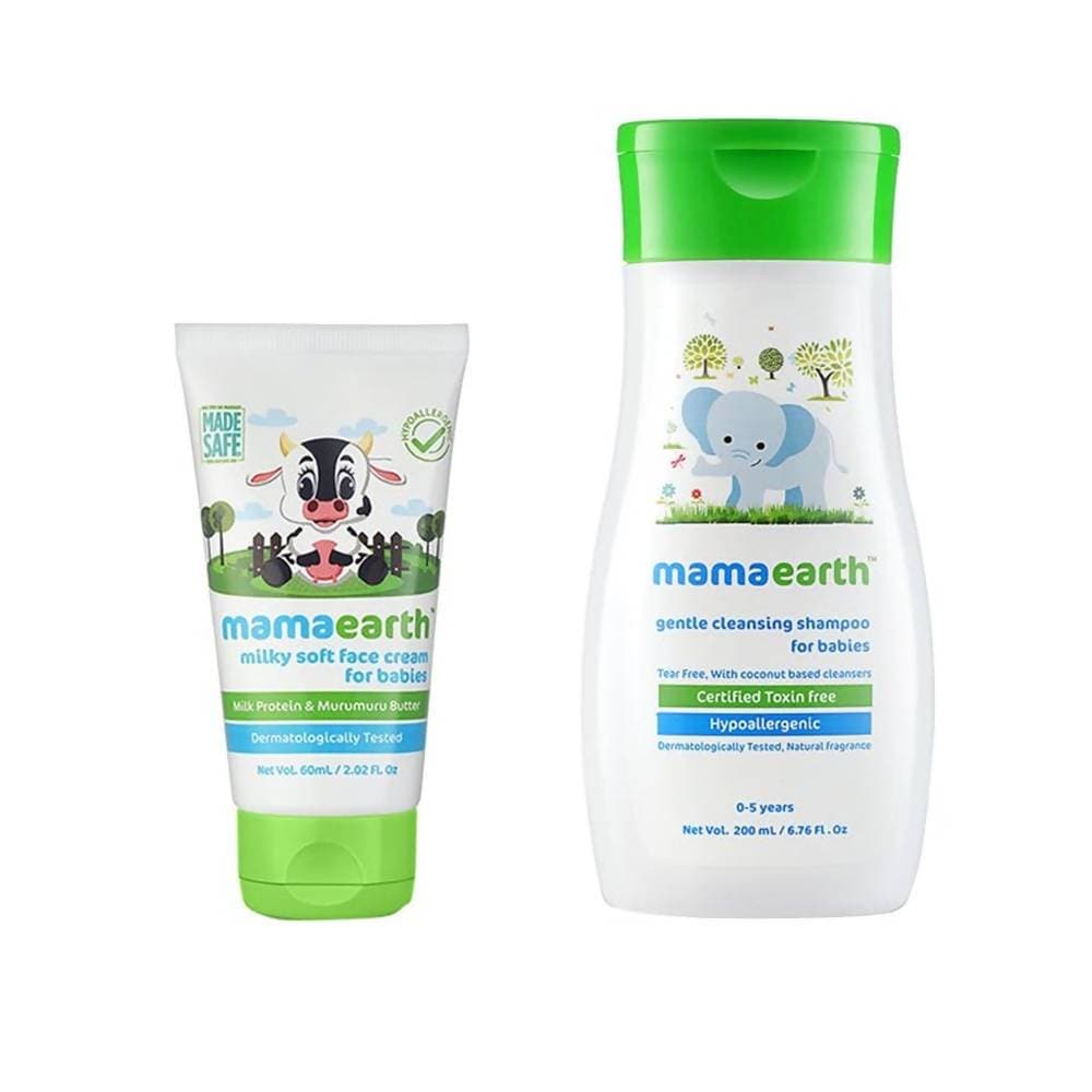Image 1 of Mamaearth Milky Soft Face Cream And Gentle Cleansing Shampoo For Babies (60ml+200ml)