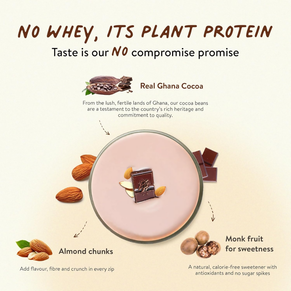 Image 5 of Happy Cultures 26g Tastiest Plant Protein| Chocolate, Almond Chunks & Ashwagandha