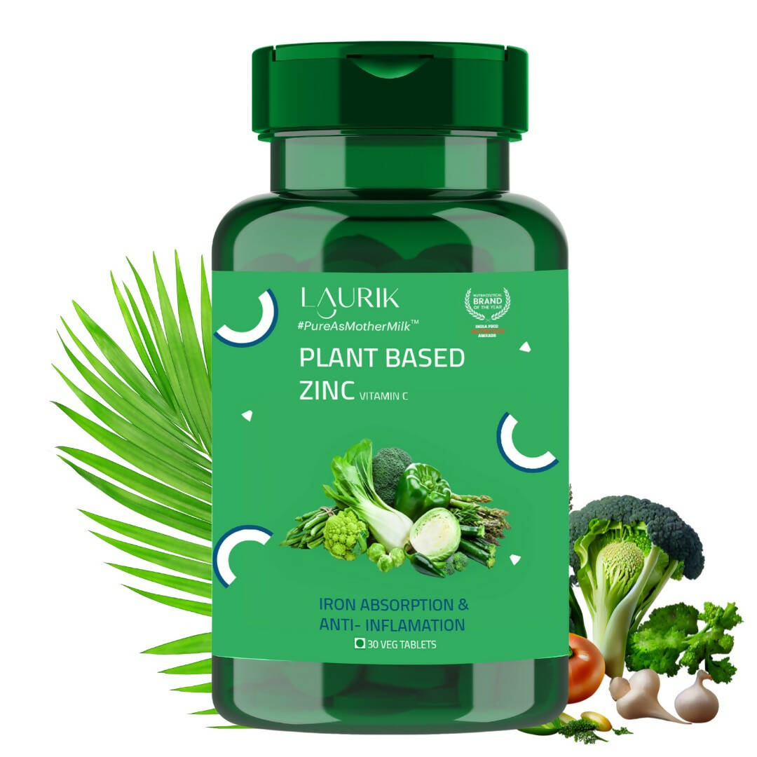 Image 1 of Laurik Plant Based Zinc And Vitamin C Tablets | Supplements Help Iron Absorption And Immune Support For Men And Women