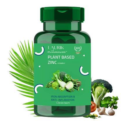 Image 1 of Laurik Plant Based Zinc And Vitamin C Tablets | Supplements Help Iron Absorption And Immune Support For Men And Women
