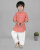 Image 1 of Joban Fashion Kids Island Cotton Full Sleeves Striped Kurta and Pyjama- Peach