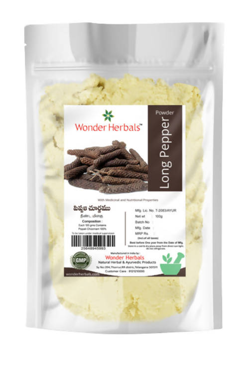 Image 1 of 100 gm for the product Wonder Herbals Pippali (Long pepper) Powder