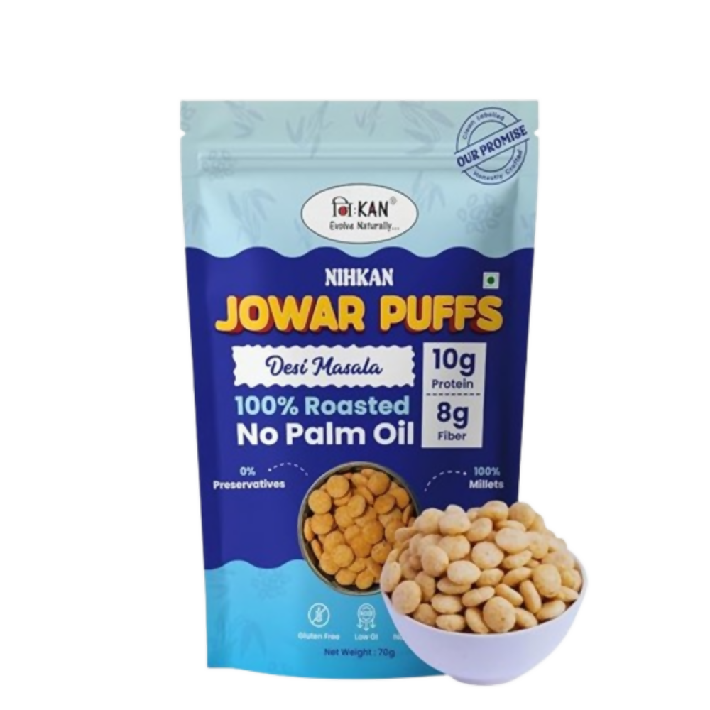Image 1 of 70 gm / Pack of 1 for the product NIHKAN Roasted High Protein Jowar Puffs - Desi Chatpata Masala Flavour