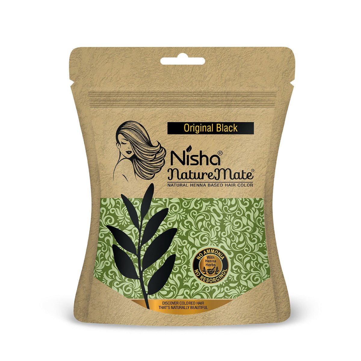 Image 1 of 45 gm for the product Nisha Hair Colour for Women-Natural Black|100% Pure Henna-Based Powder
