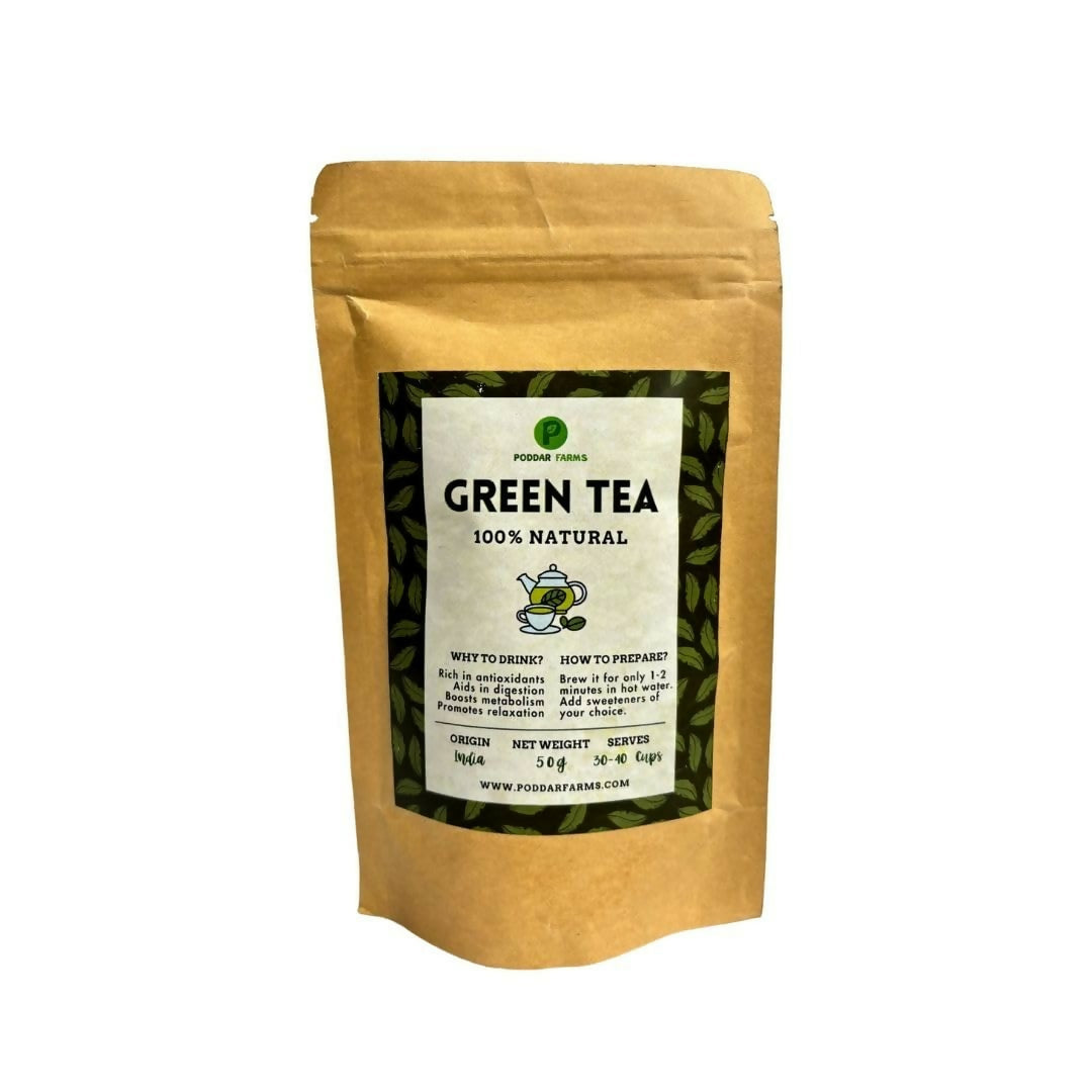 Image 1 of 50 gm / Pack of 2 for the product Poddar Farms Green tea, Loose Tea Enriched