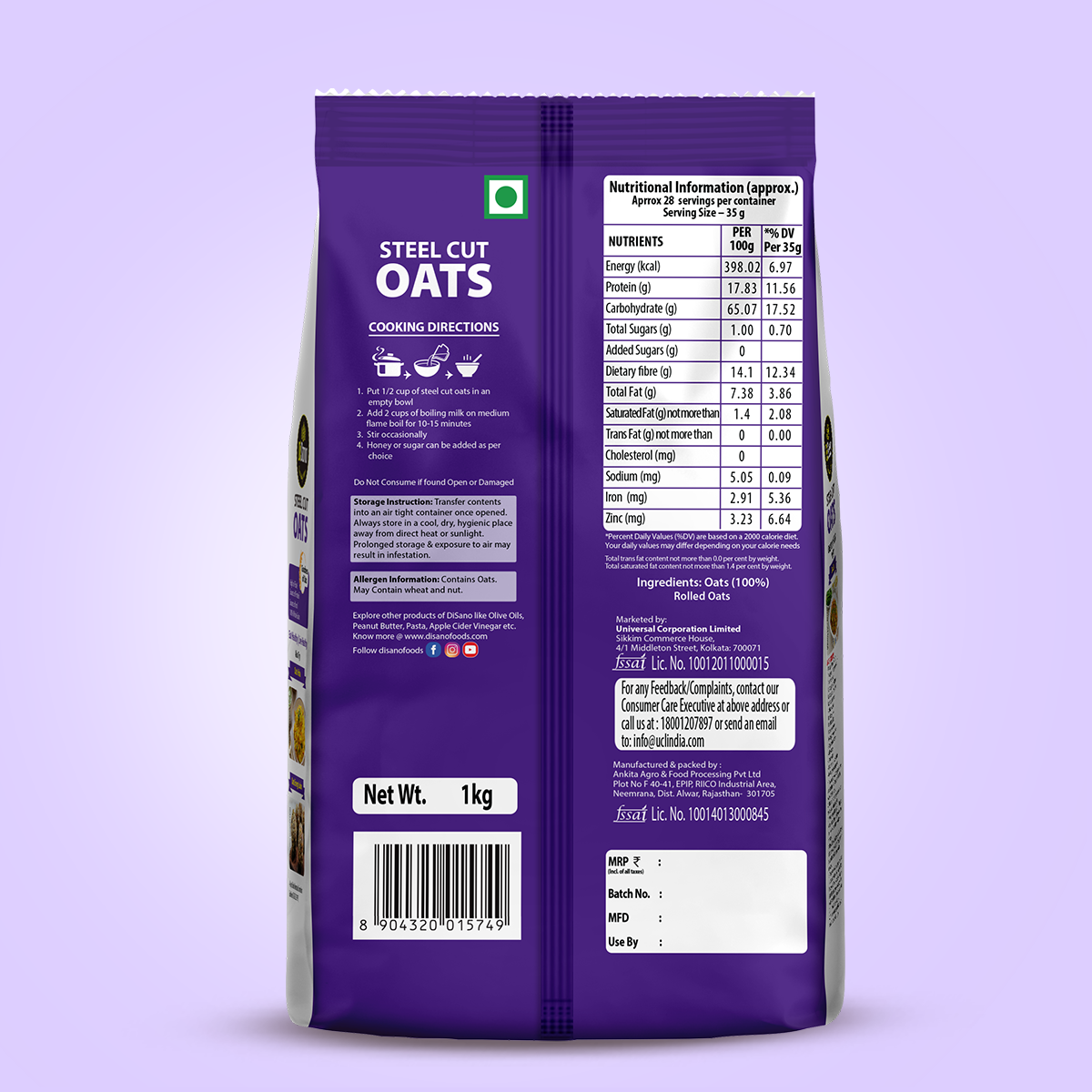 Image 3 of Disano Oats - Steel Cut