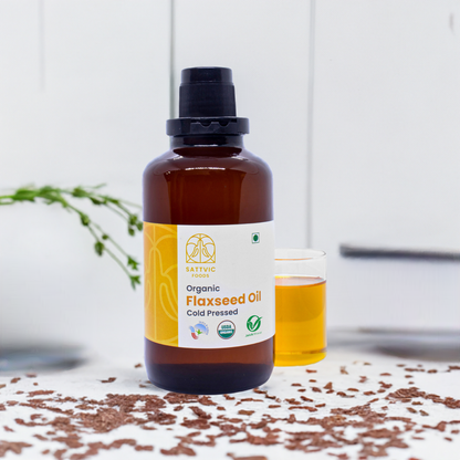 Image 2 of Sattvic Foods Flaxseed Oil | Rich in Omega-3 | Organic & Cold Pressed