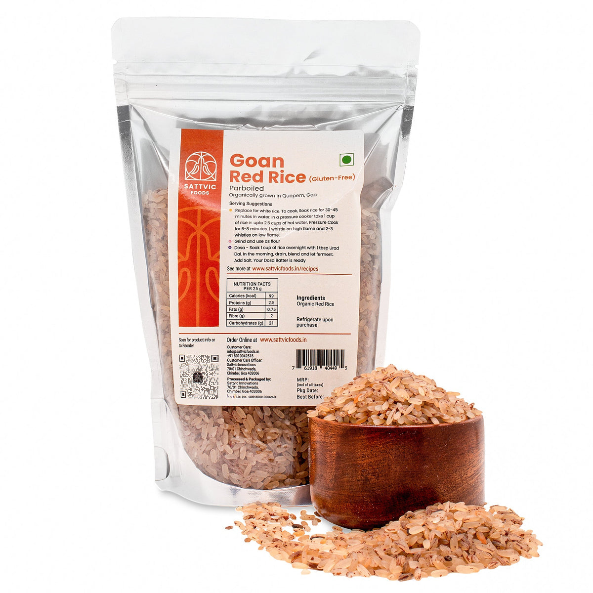 Image 7 of 850 gm for the product Sattvic Foods Organic Goan Red Rice | Fibre-Rich & Low GI