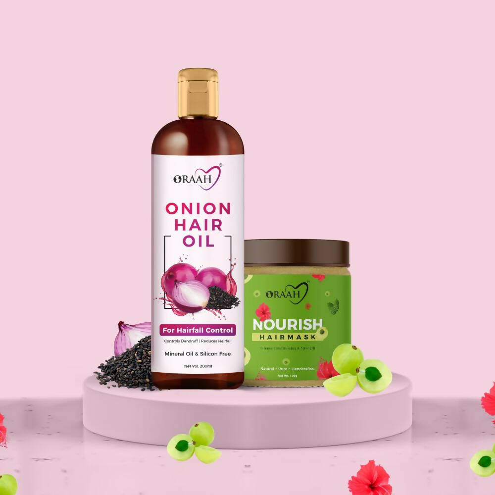 Image 1 of Combo / Pack of 1 for the product Oraah Hair Care Combo (Onion Hair Oil + Hair Mask)