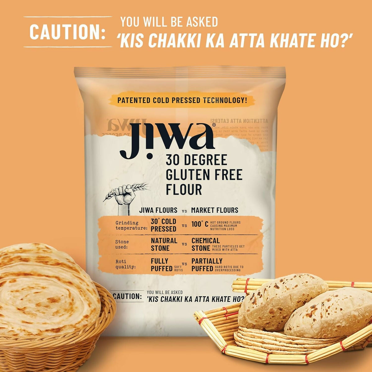 Image 4 of Jiwa 30 Degree Gluten Free Flour/Atta, Wheat Free