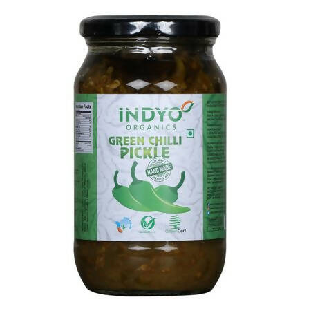 Image 1 of 400 gm / Pack of 1 for the product Indyo Organics Green Chilli Pickle