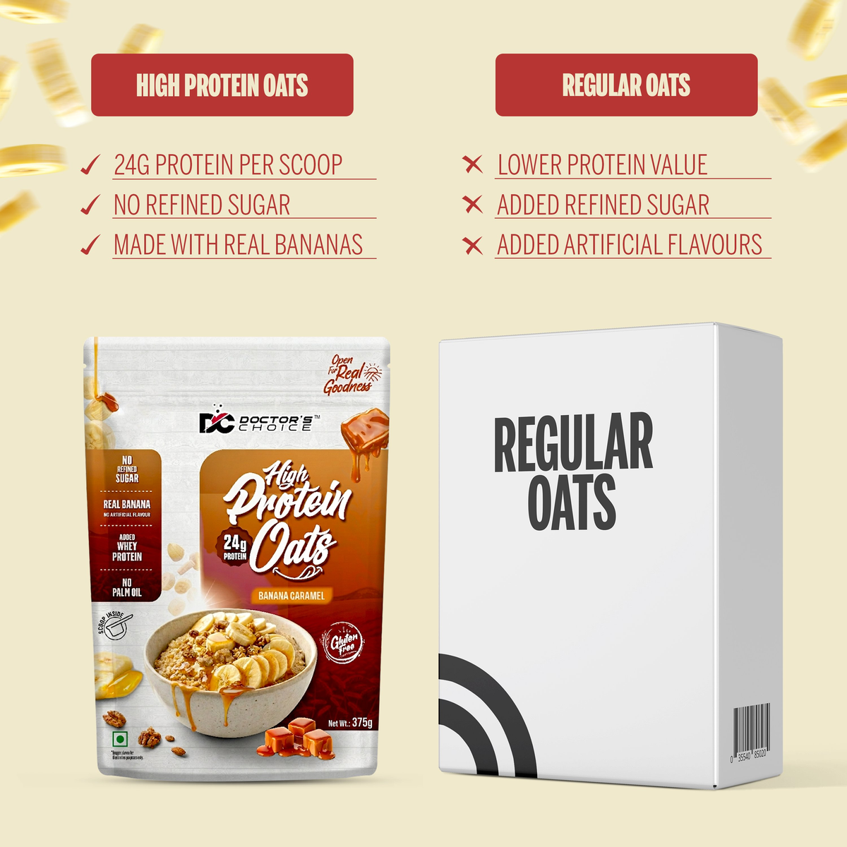 Image 5 of Doctor's Choice Protein Oats (Banana Caramel) 375 GM