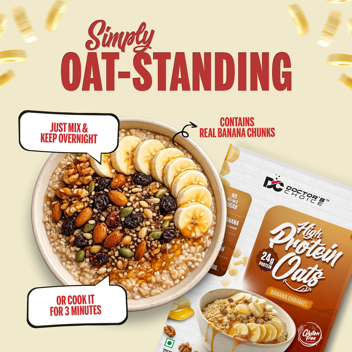 Image 7 of Doctor's Choice Protein Oats (Banana Caramel) 750 GM