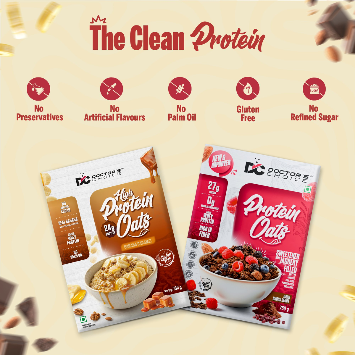 Image 3 of Doctor's Choice Protein Oats Combo – Banana Caramel & Chocolate Protein Oats
