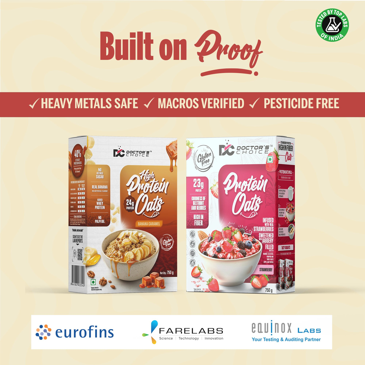 Image 3 of Doctor's Choice Protein Oats Combo – Banana Caramel & Strawberry Protein Oats