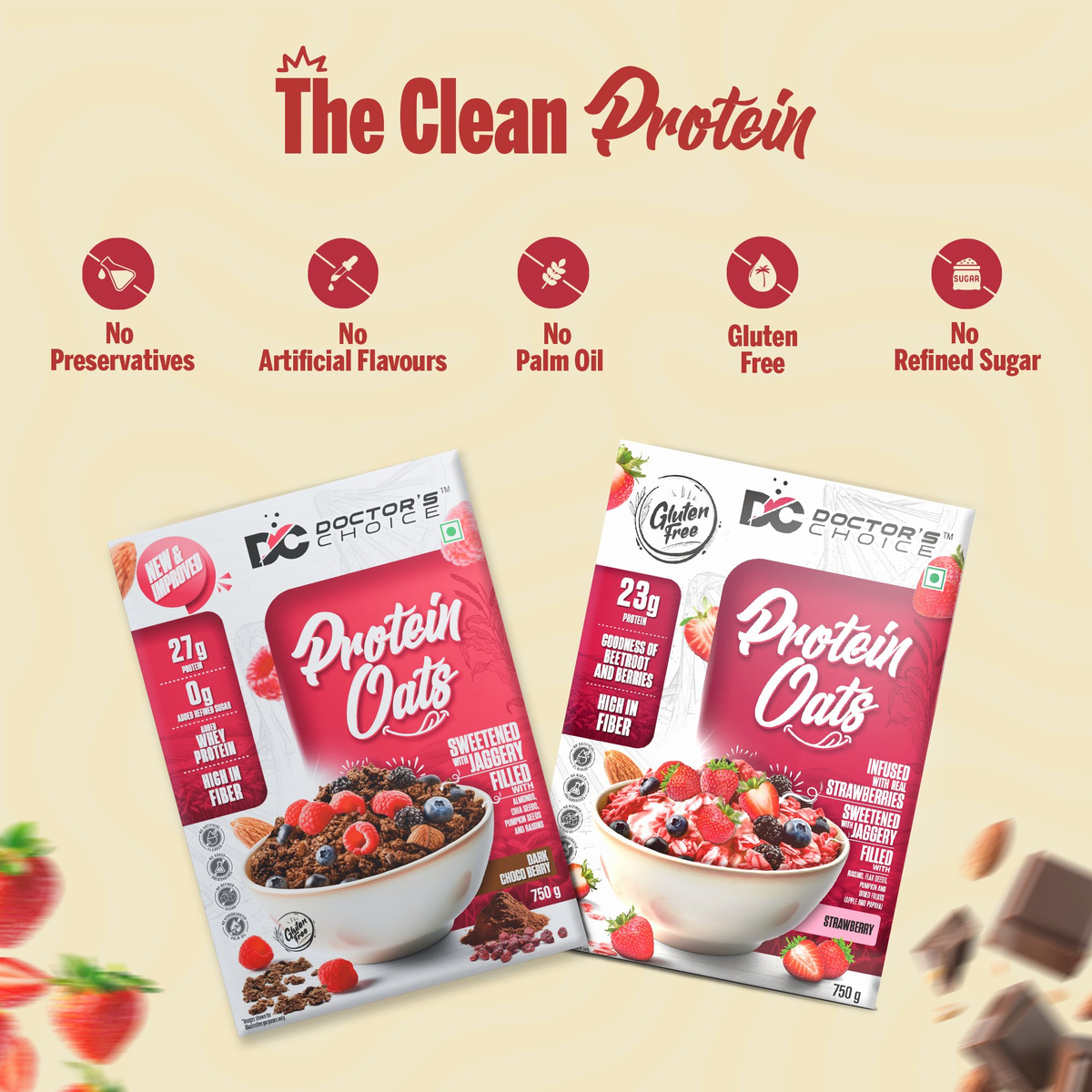 Image 3 of Doctor's Choice Protein Oats Combo – Chocolate & Strawberry Protein Oats