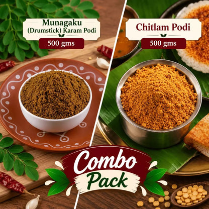 Image 2 of Tenali Ruchulu Podi Combo: Munagaku Karam Podi + Chitlam Podi