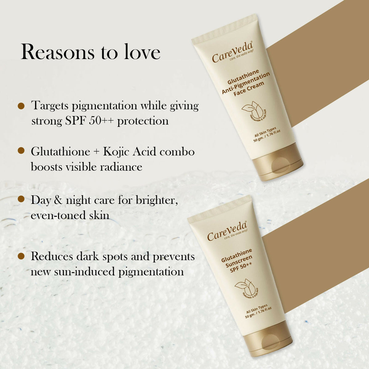 Image 4 of CareVeda Glutathione Skin Care Set of 2 | Face Cream & Sunscreen for Bright, Even-Toned Skin | Anti-Pigmentation & Glow Boost | For Men & Women