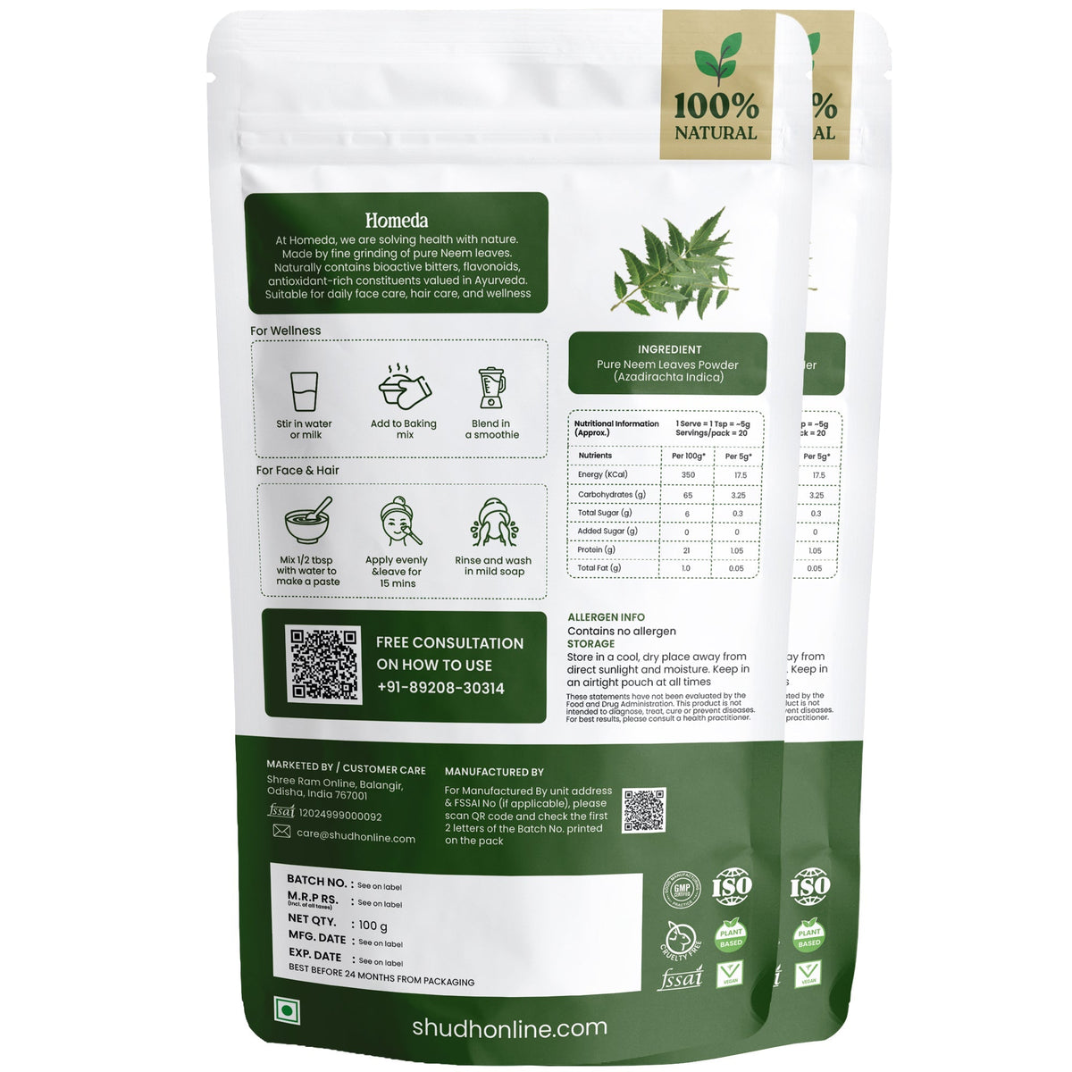 Image 3 of Homeda Organic Neem Powder