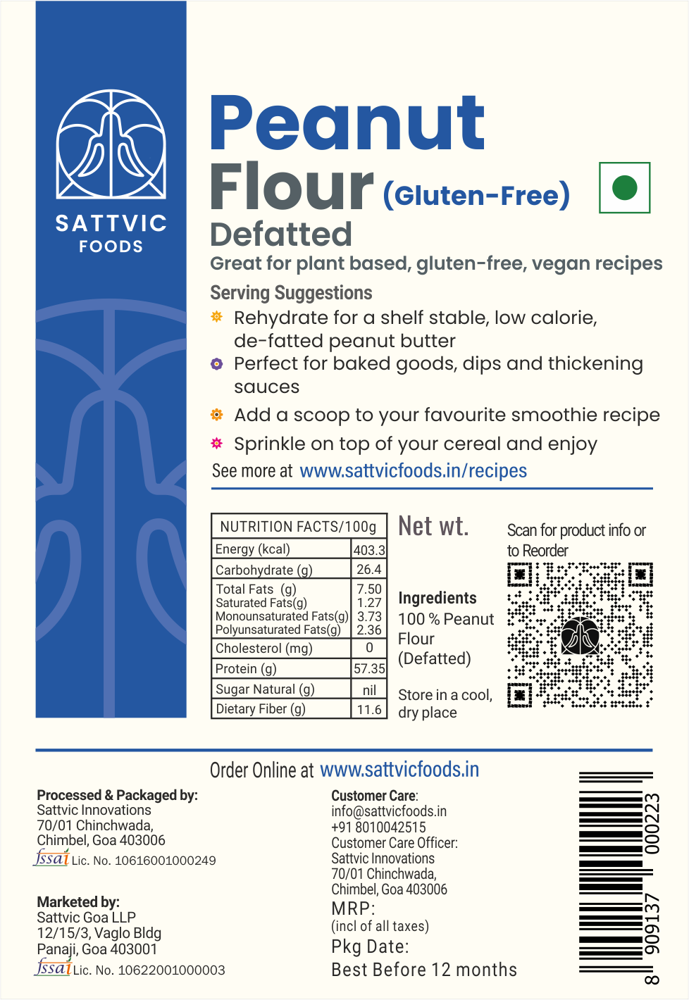 Image 9 of Sattvic Foods Defatted Peanut Flour | Plant-Based & Gluten Free