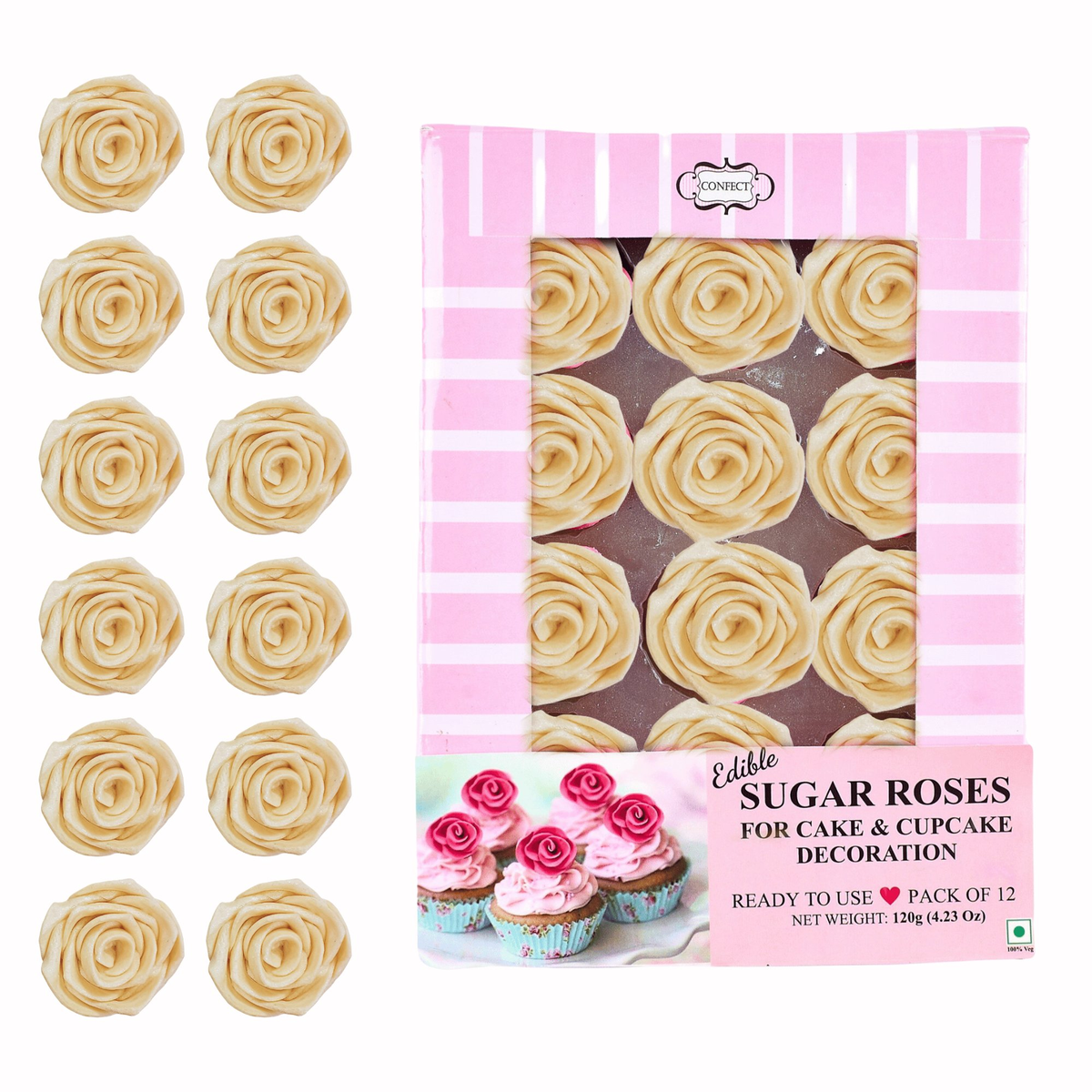 Image 7 of Confect Pearl | Edible Metallic Sugar Roses Topper