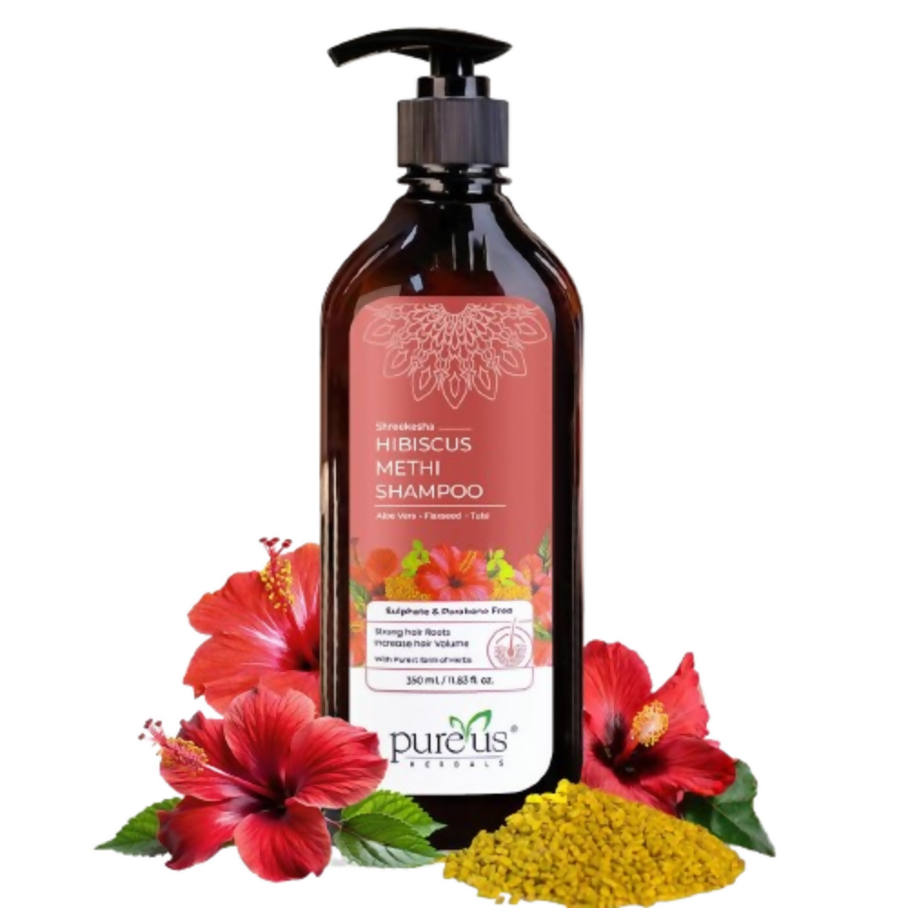 Image 1 of 350 ml / Pack of 1 for the product Pureus Herbals Shreekesha Hibiscus Methi Herbal Shampoo