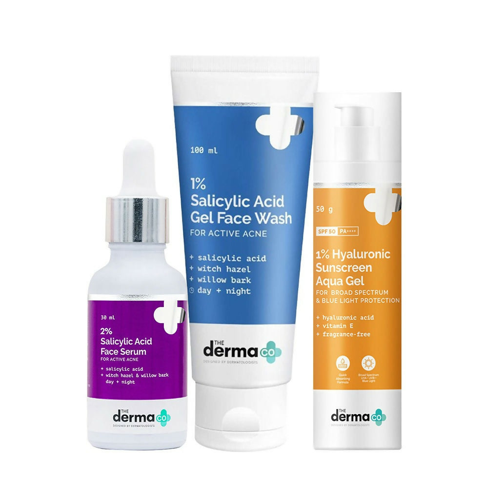 Image 1 of kit for the product The Derma Co Summer Essential Bestseller Kit with Salicylic and Hyaluronic for Active Acne