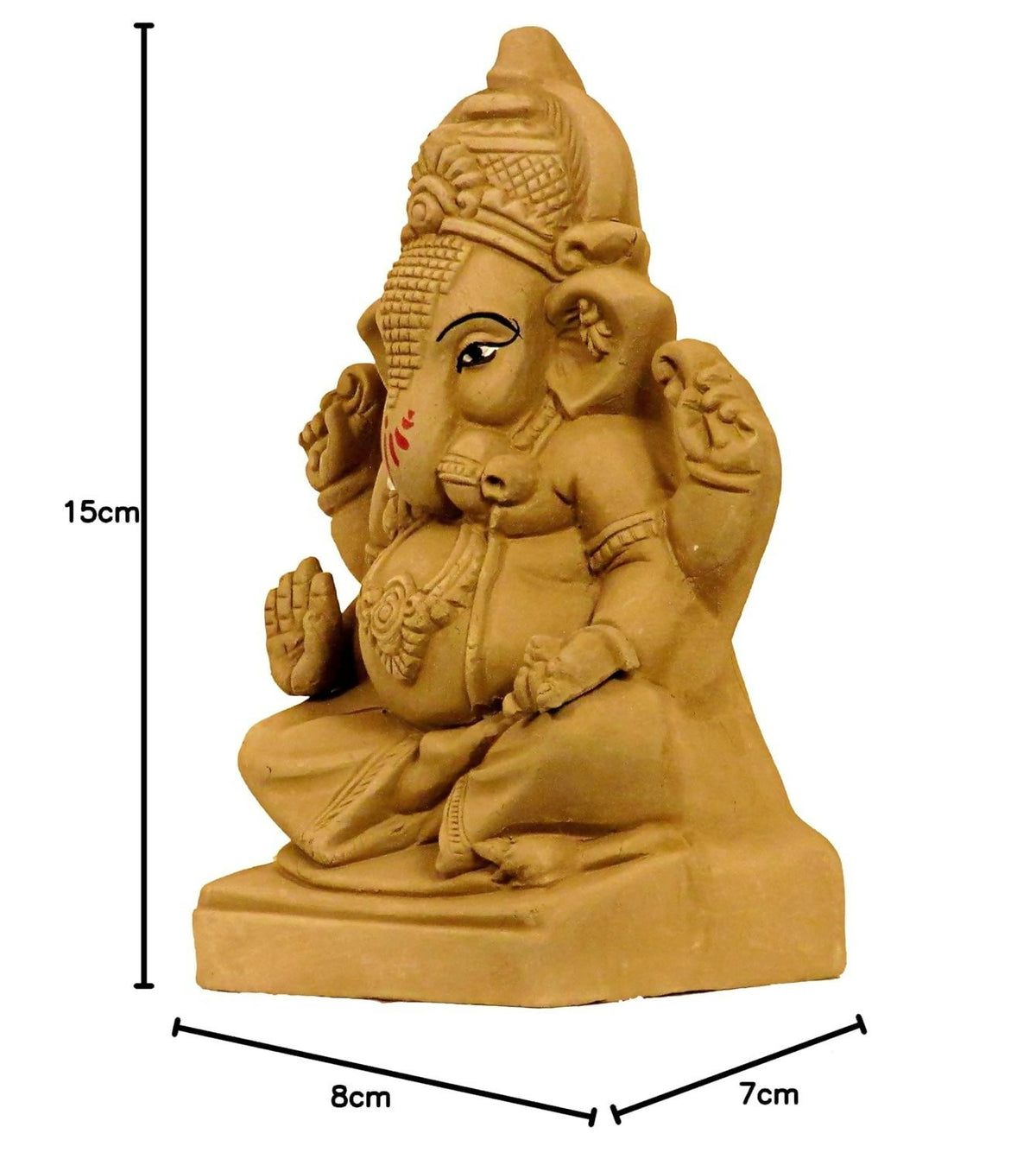 Image 3 of Eco Friendly Clay Ganesh murti for Ganesh Chaturthi -7.4 Inch
