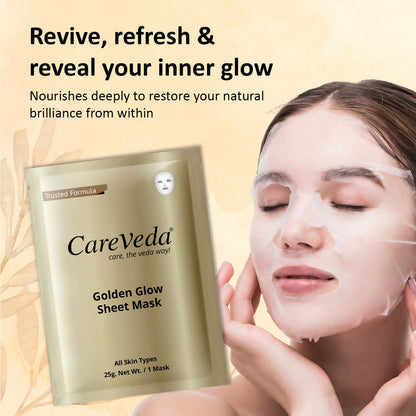 Image 5 of CareVeda Golden Glow Sheet Mask Suitable For All Skin Types