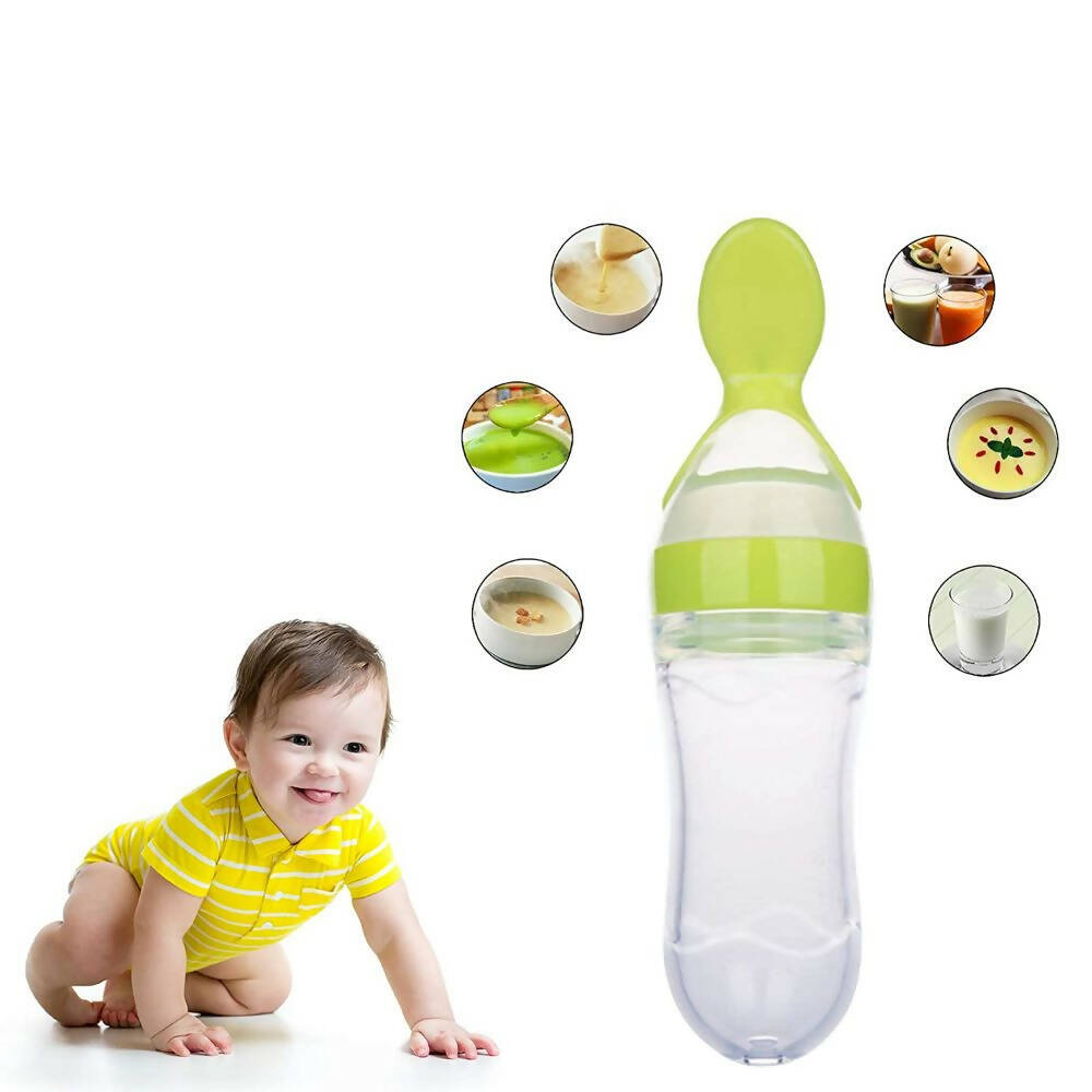 Image 4 of Safe-O-Kid Easy Squeezy Silicone Food Feeder Spoon (Soft Tip) Bottle- Green- 90mL
