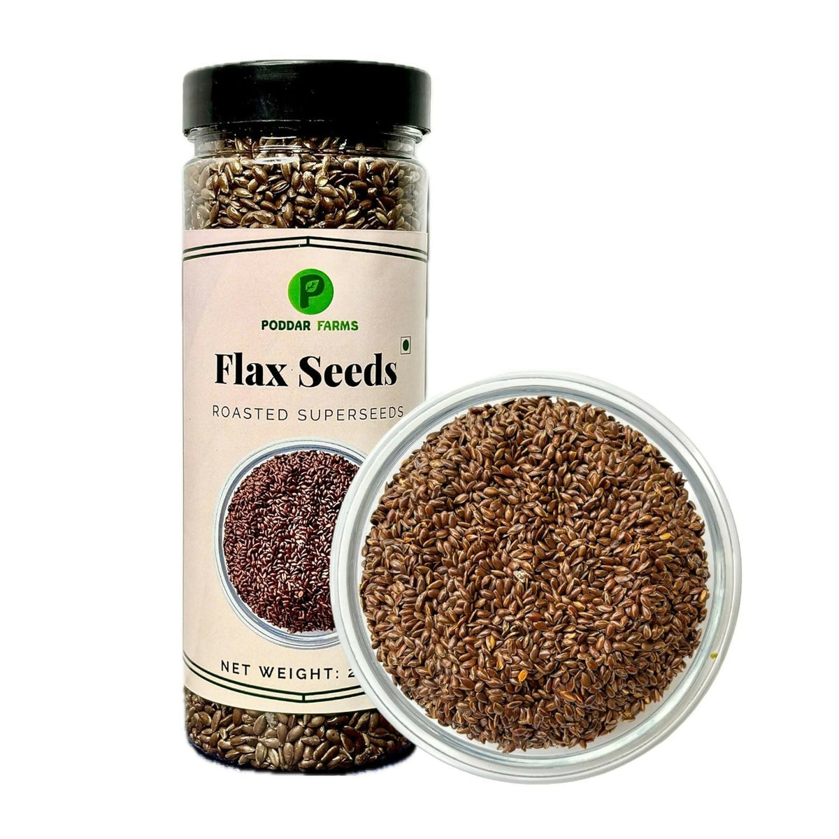 Image 1 of 200 gm for the product Poddar Farms Premium Roasted Flax Seeds