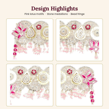 Image 2 of Renu's Creation Pink Lotus Silver Sequin Toran