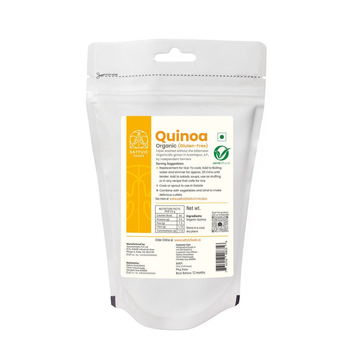 Image 9 of Sattvic Foods Organic Quinoa |  Gluten-free | Low Glycemic Index