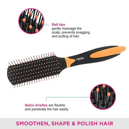 Image 4 of Vega Flat Brush With Clip, Black