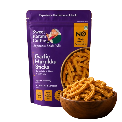 Image 1 of 95 gm / Pack of 1 for the product Sweet Karam Coffee Garlic Murukku Sticks