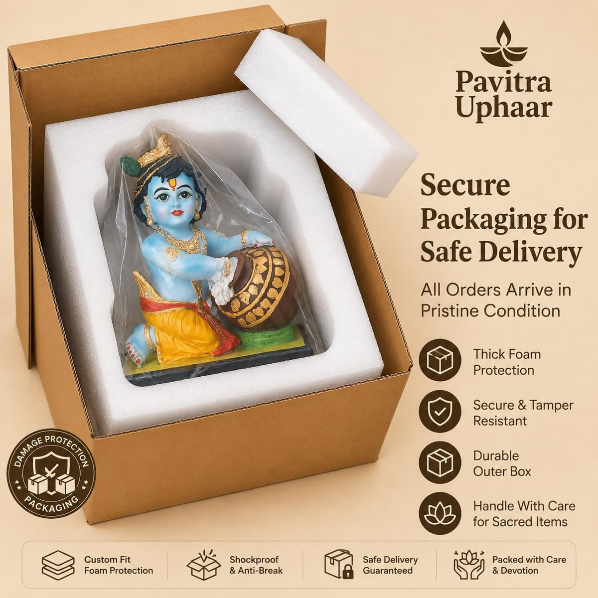 Image 5 of Bal Krishna Idol with Butter Pot - Blue