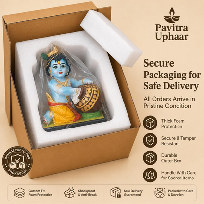 Image 5 of Bal Krishna Idol with Butter Pot - Blue