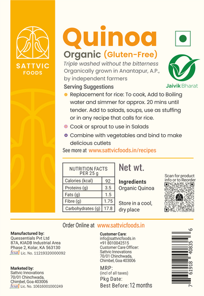 Image 6 of Sattvic Foods Organic Quinoa |  Gluten-free | Low Glycemic Index