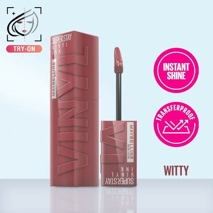 Image 2 of Maybelline New York Super Stay Vinyl Ink Liquid Lipstick, Instant Shine Lasts Up To 16H - 40 Witty