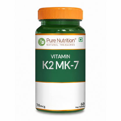 Image 1 of 60 tabs for the product Pure Nutrition Vitamin K2 MK7 with Vitamin D3 Tablets for Men & Women