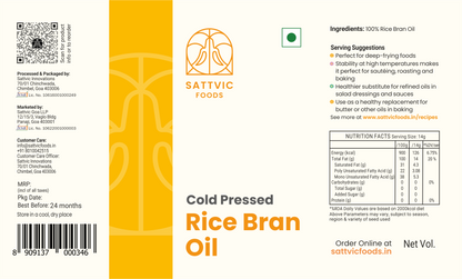 Image 9 of Sattvic Foods Rice Bran Oil | Cold-Pressed & Healthy Cooking Oil