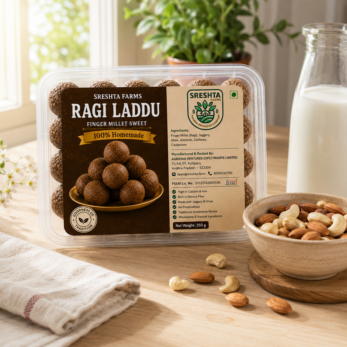 Image 1 of Sreshta Farms Organic Ragi (Finger Millet) Laddu