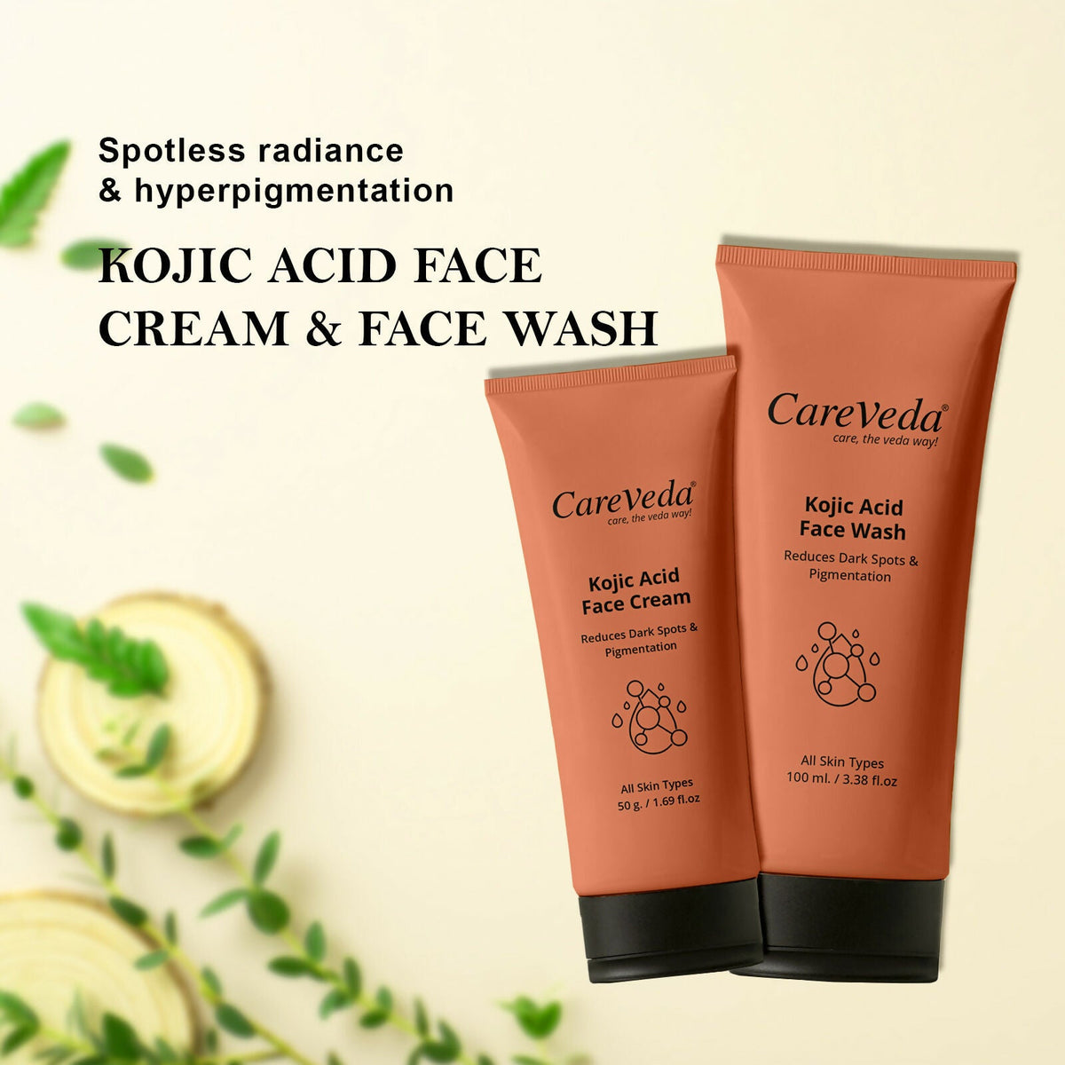 Image 4 of CareVeda Kojic Acid Bright Boost Combo Set of 2- Face Wash 100gm & Face Cream 50gm