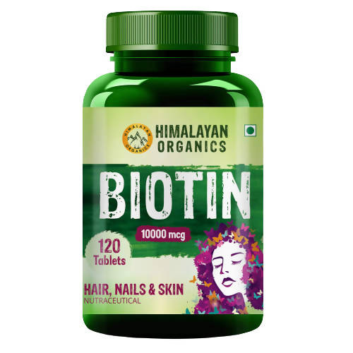 Image 1 of 120 tabs for the product Himalayan Organics Biotin 10,000 mcg For Hair, Nails & Skin Nutraceutical Tablets