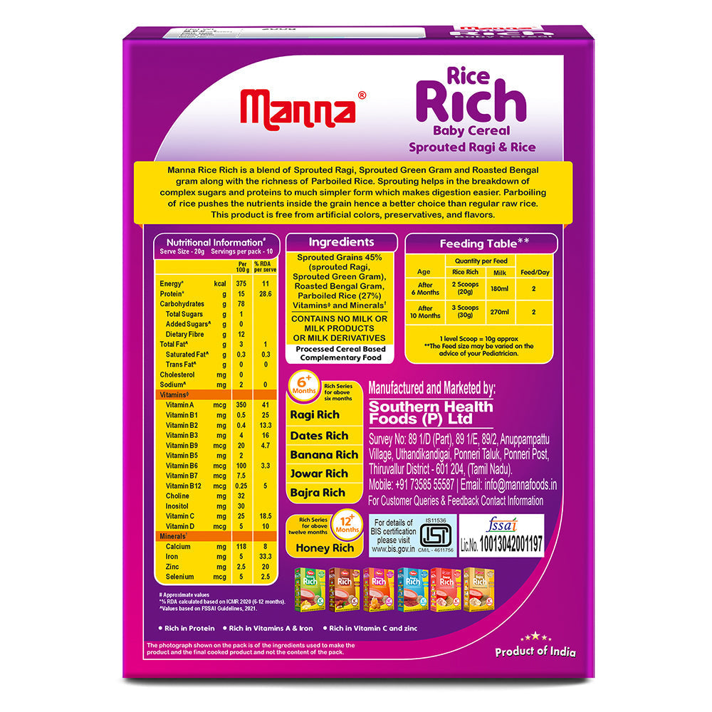 Image 8 of Manna Baby Cereal Sprouted Ragi and Rice 6 months