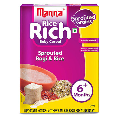 Image 1 of Manna Baby Cereal Sprouted Ragi and Rice 6 months