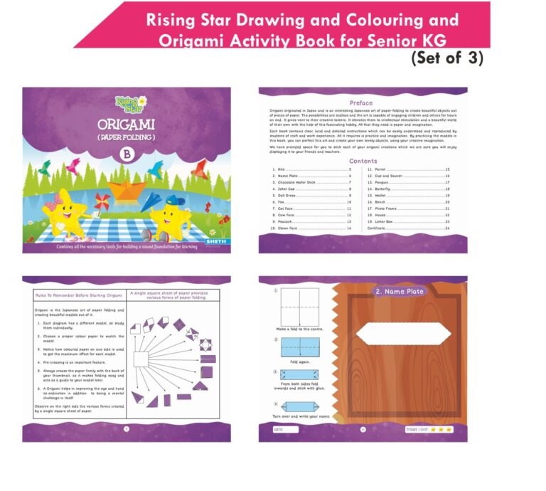 Image 4 of Rising Star Kids Learning Drawing, Colouring & Origami Activity Book for Senior KG Set of 3| Learn To Colour| Paper Folding Book| Ages 5-6 Years