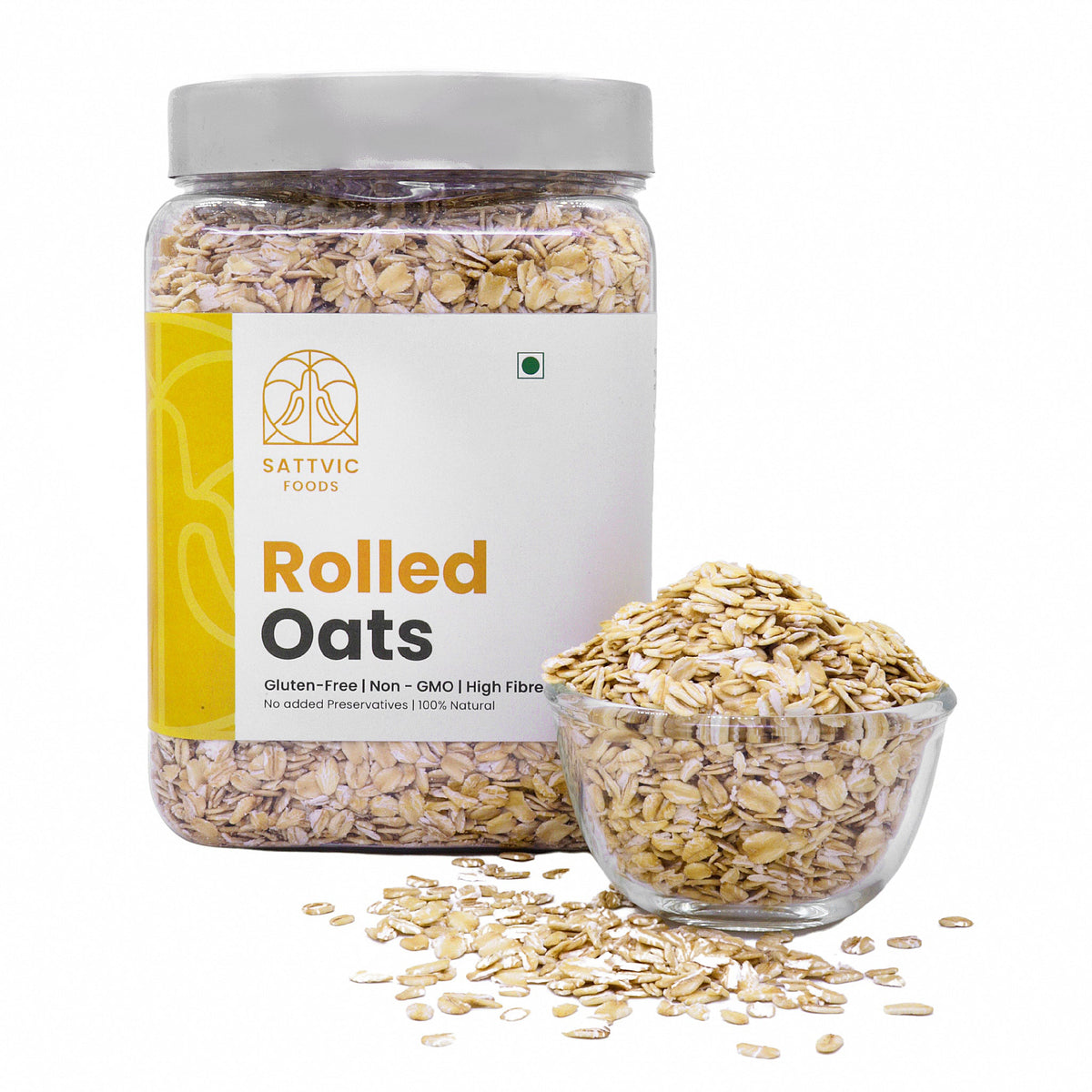 Image 11 of 1 kg for the product Sattvic Foods Rolled Oats | Jumbo-Sized, Gluten-free, Fibre-Rich